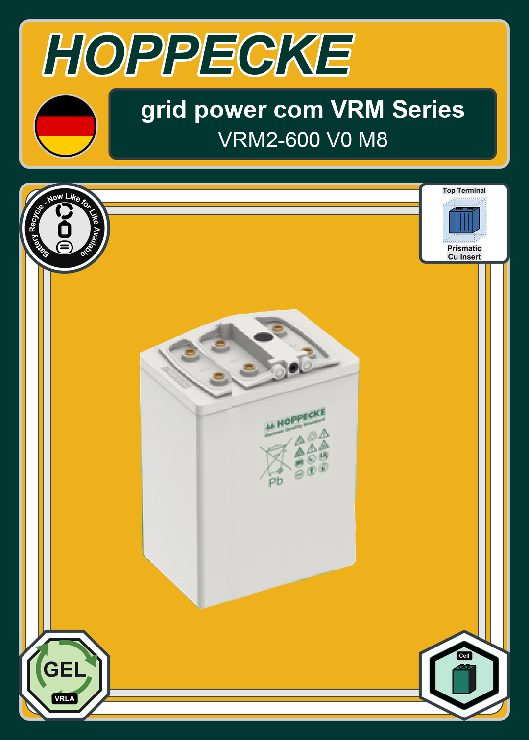 Battery Recycle Hoppecke grid power com VRM Series VRM2 600 V0 M8