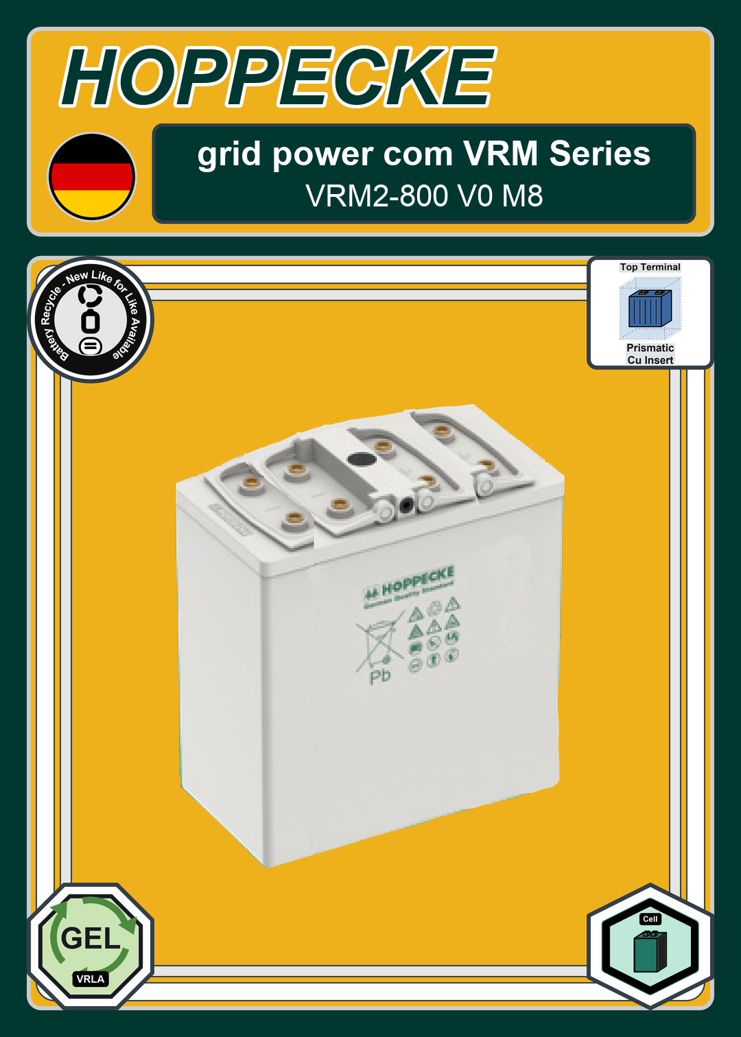 Battery Recycle Hoppecke grid power com VRM Series VRM2 800 V0 M8