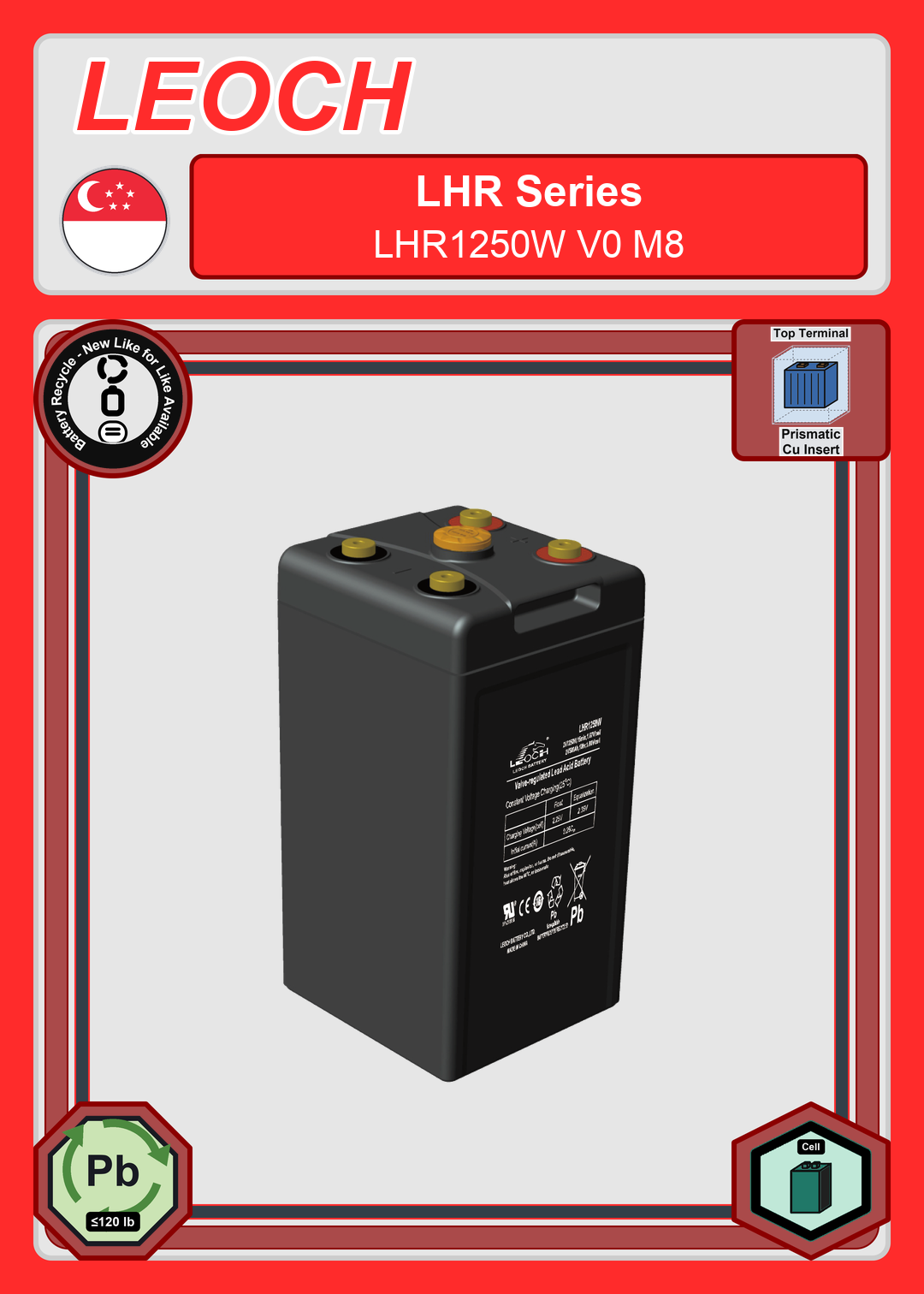 Battery Recycle Leoch Battery LHR Series LHR1250W V0 M8