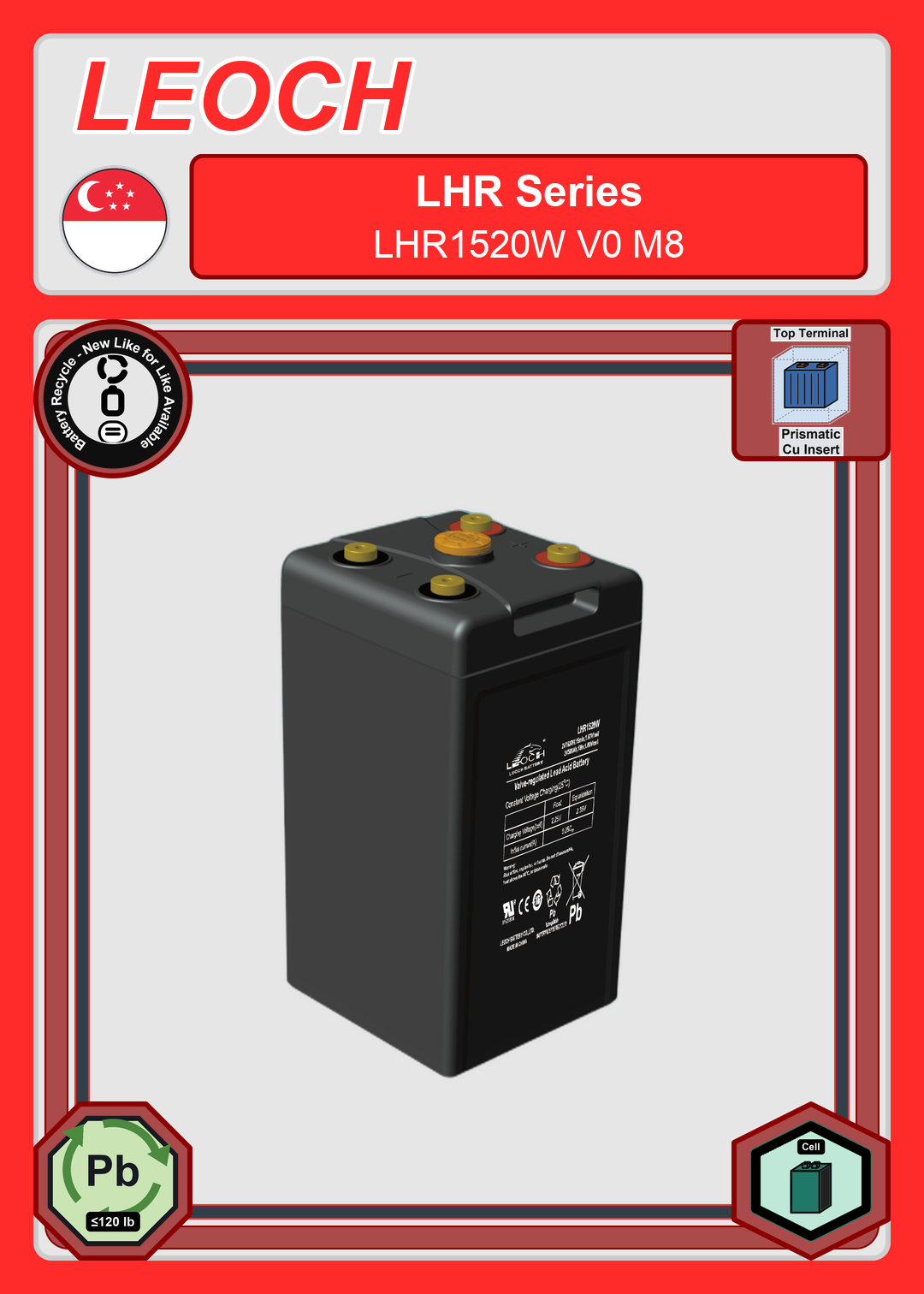 Battery Recycle Leoch Battery LHR Series LHR1520W V0 M8