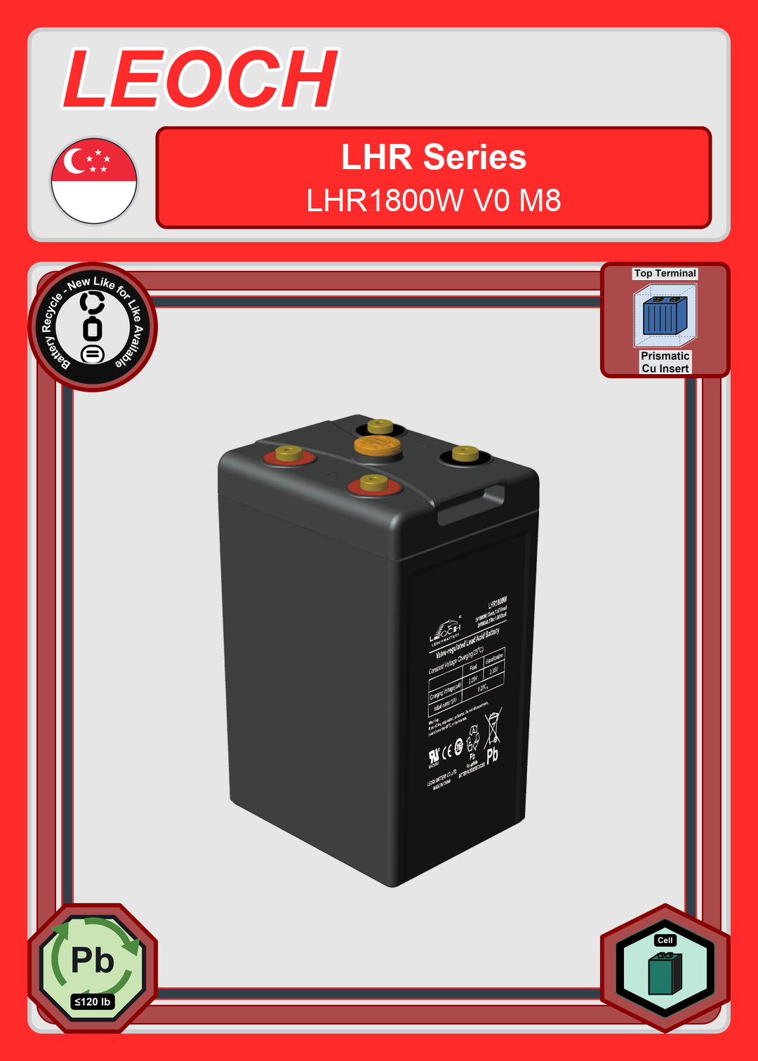 Battery Recycle Leoch Battery LHR Series LHR1800W V0 M8