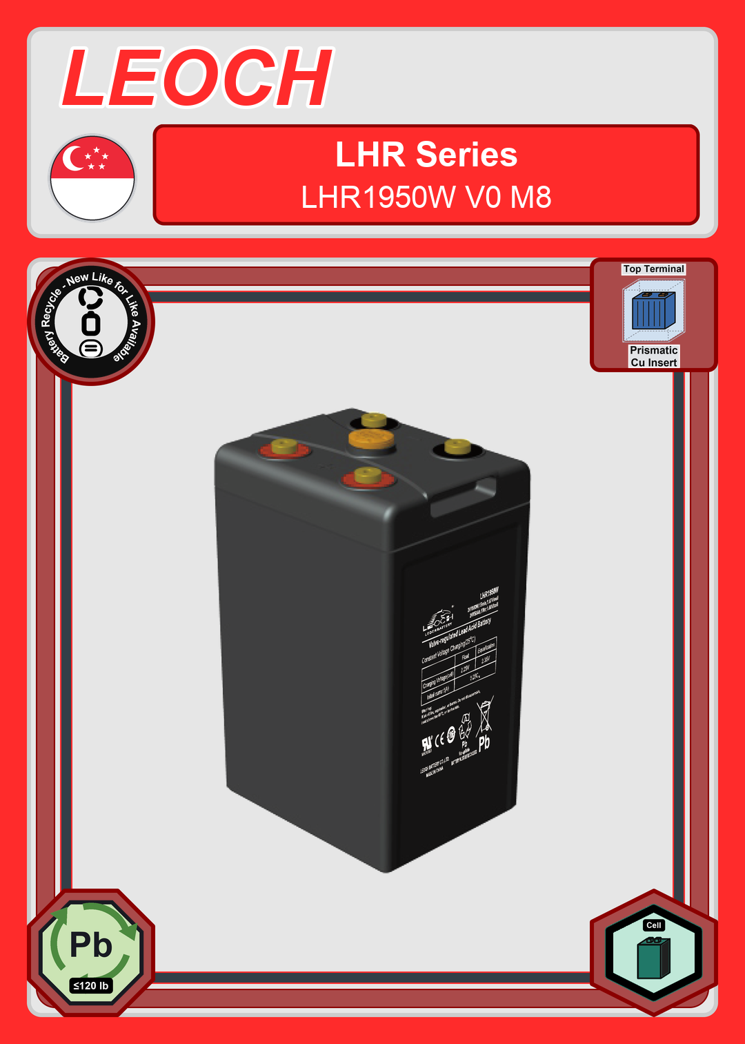 Battery Recycle Leoch Battery LHR Series LHR1950W V0 M8