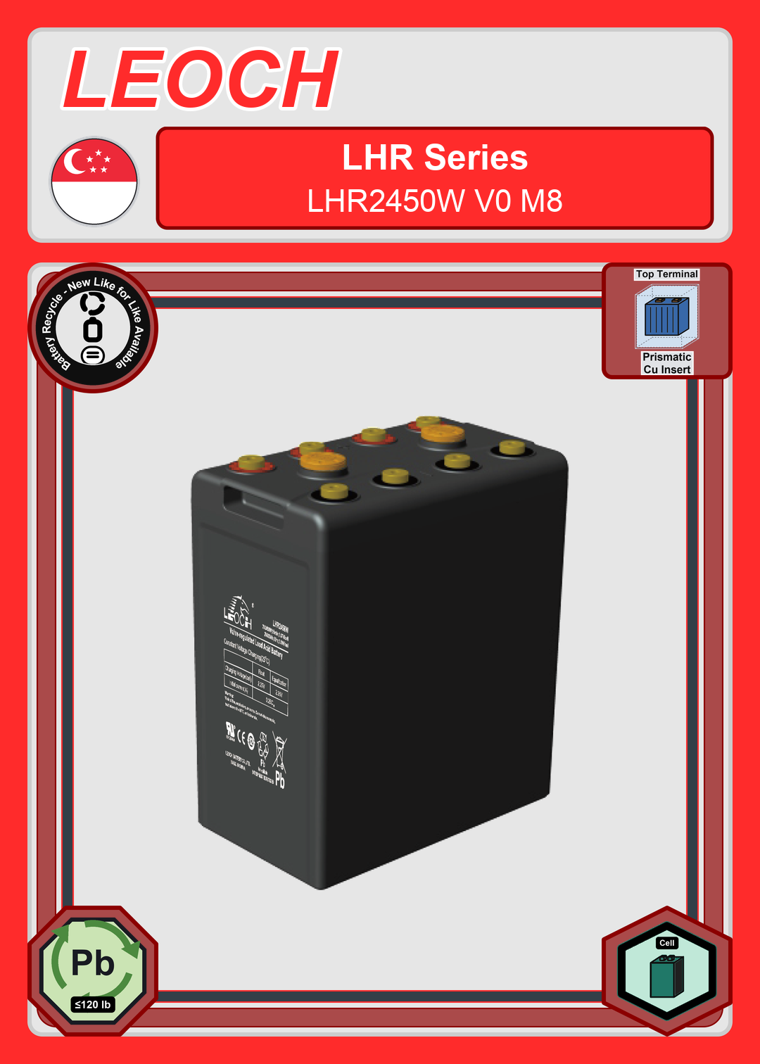 Battery Recycle Leoch Battery LHR Series LHR2450W V0 M8