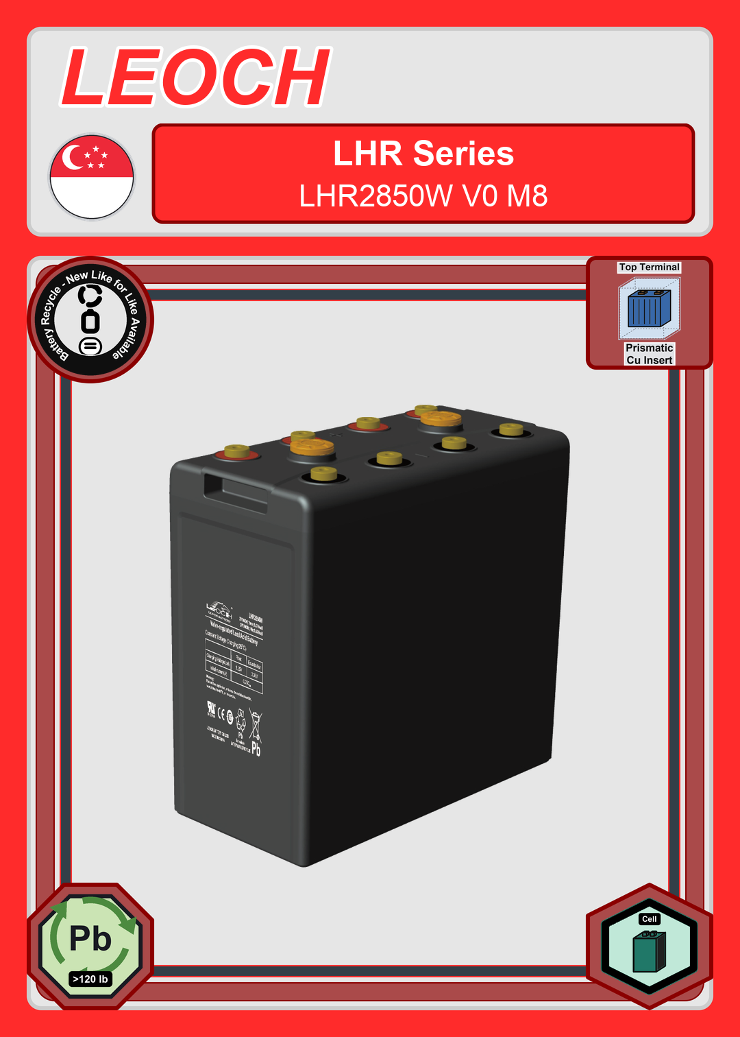 Battery Recycle Leoch Battery LHR Series LHR2850W V0 M8