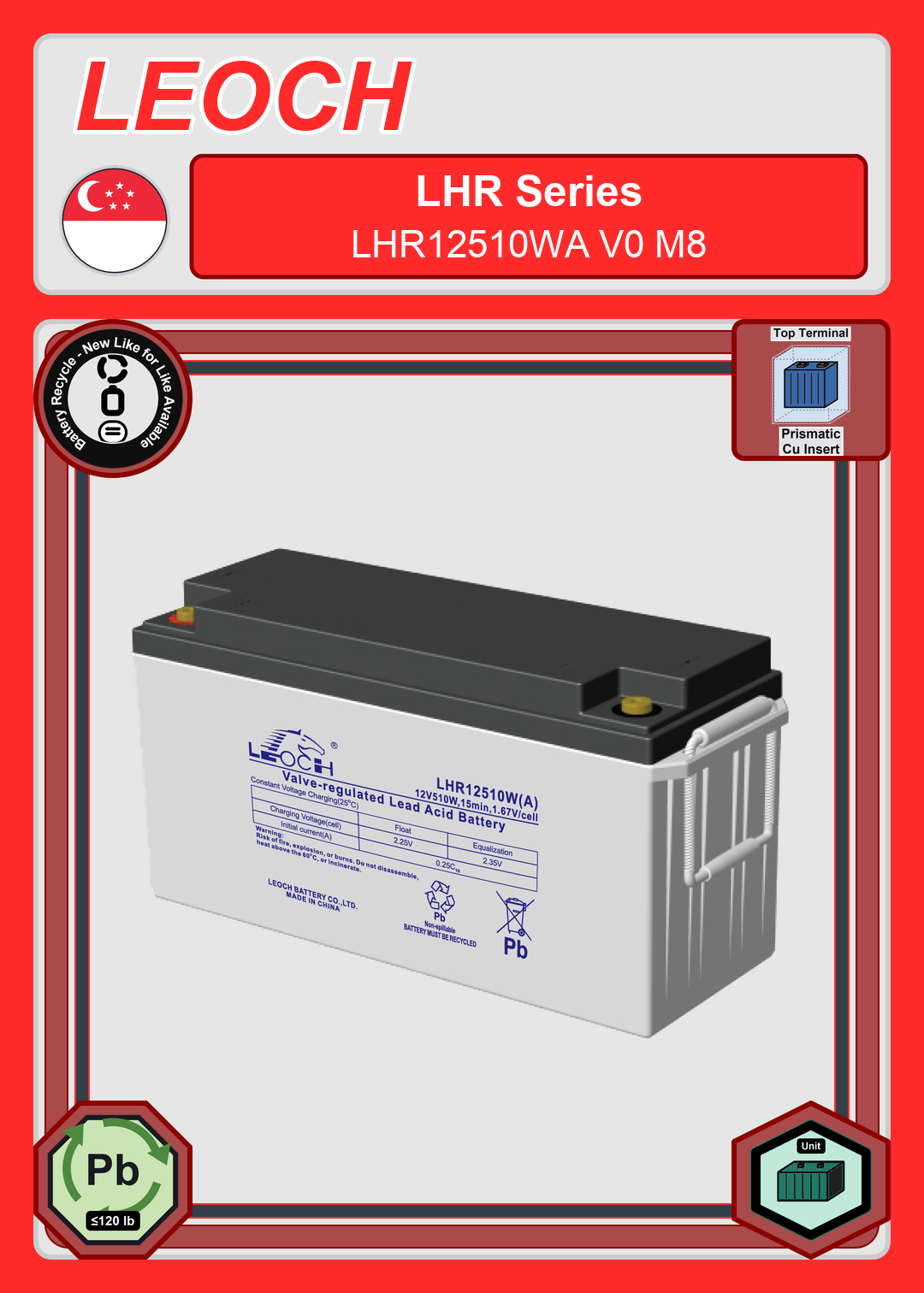 Battery Recycle Leoch Battery LHR Series LHR12510WA V0 M8