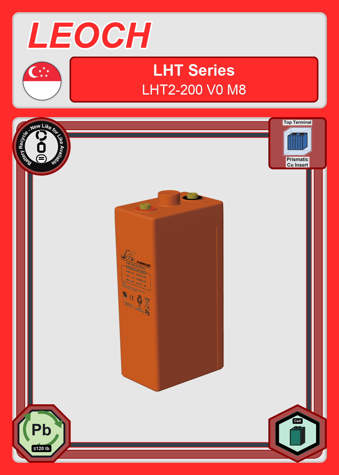 Battery Recycle Leoch Battery LHT Series LHT2 200 V0 M8