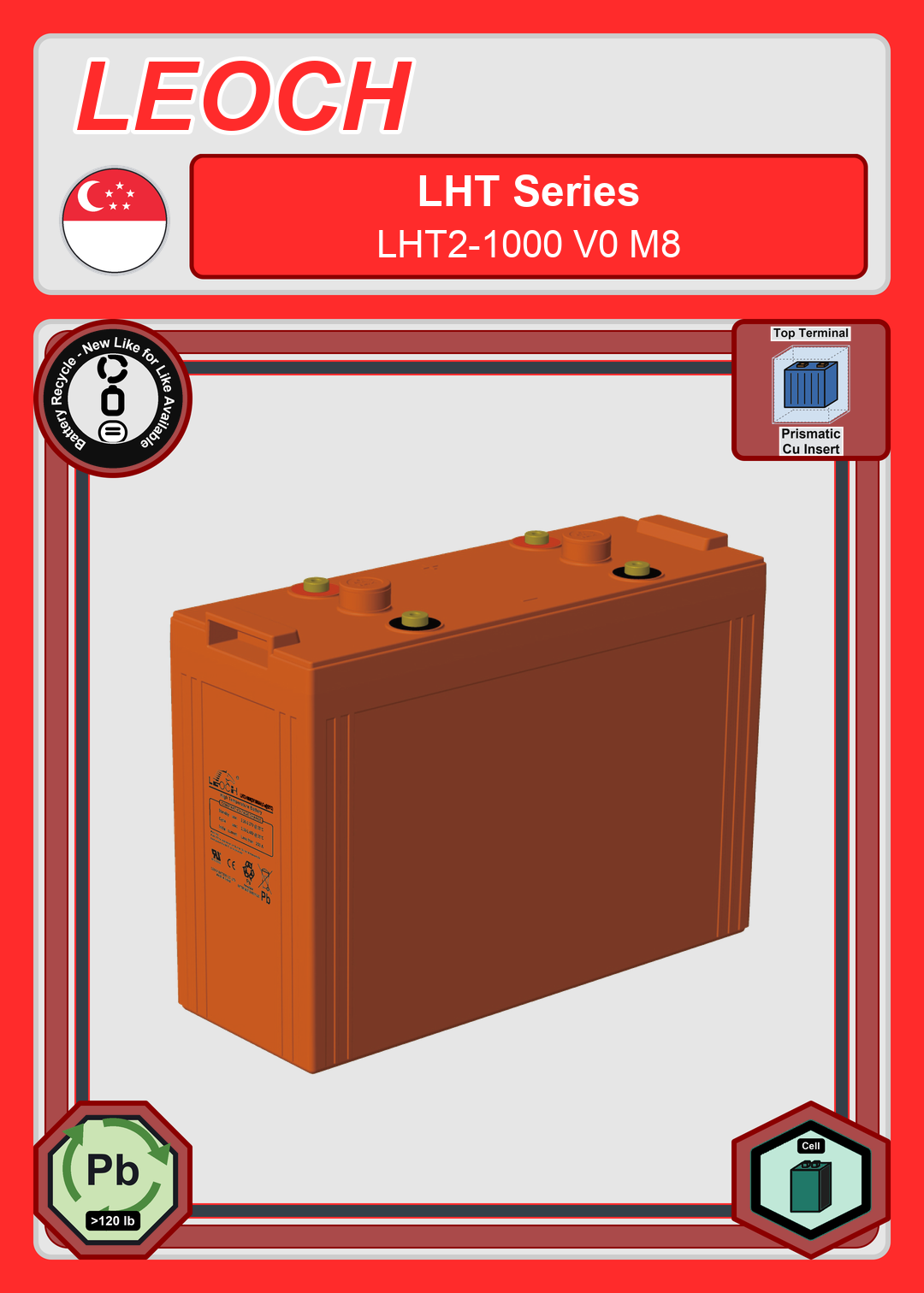 Battery Recycle Leoch Battery LHT Series LHT2 1000 V0 M8