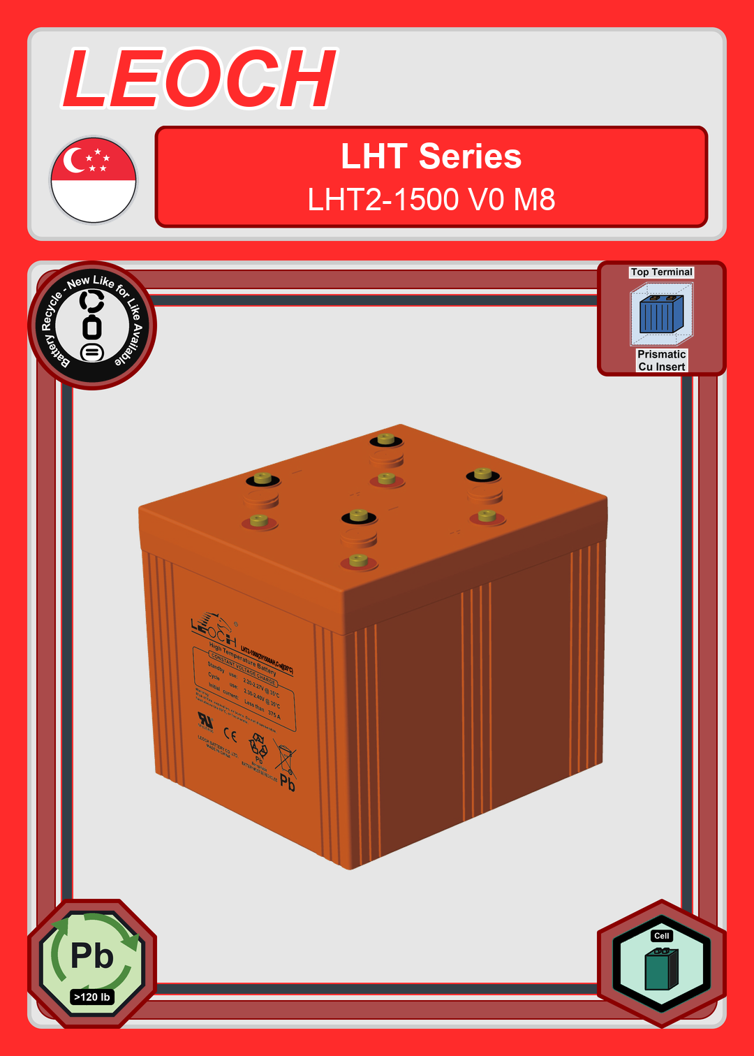 Battery Recycle Leoch Battery LHT Series LHT2 1500 V0 M8