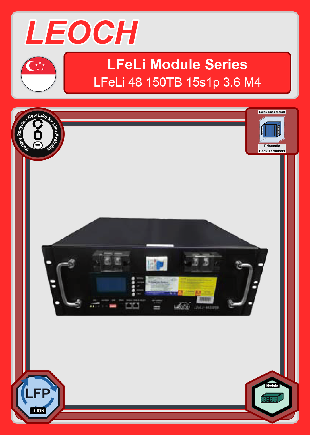 Battery Recycle Leoch Battery LFeLi Module Series LFeLi 48 150TB 15s1p 3 6 M4