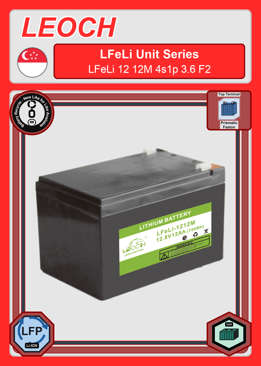 Battery Recycle Leoch Battery LFeLi Unit Series LFeLi 12 12M 4s1p 3 6 F2