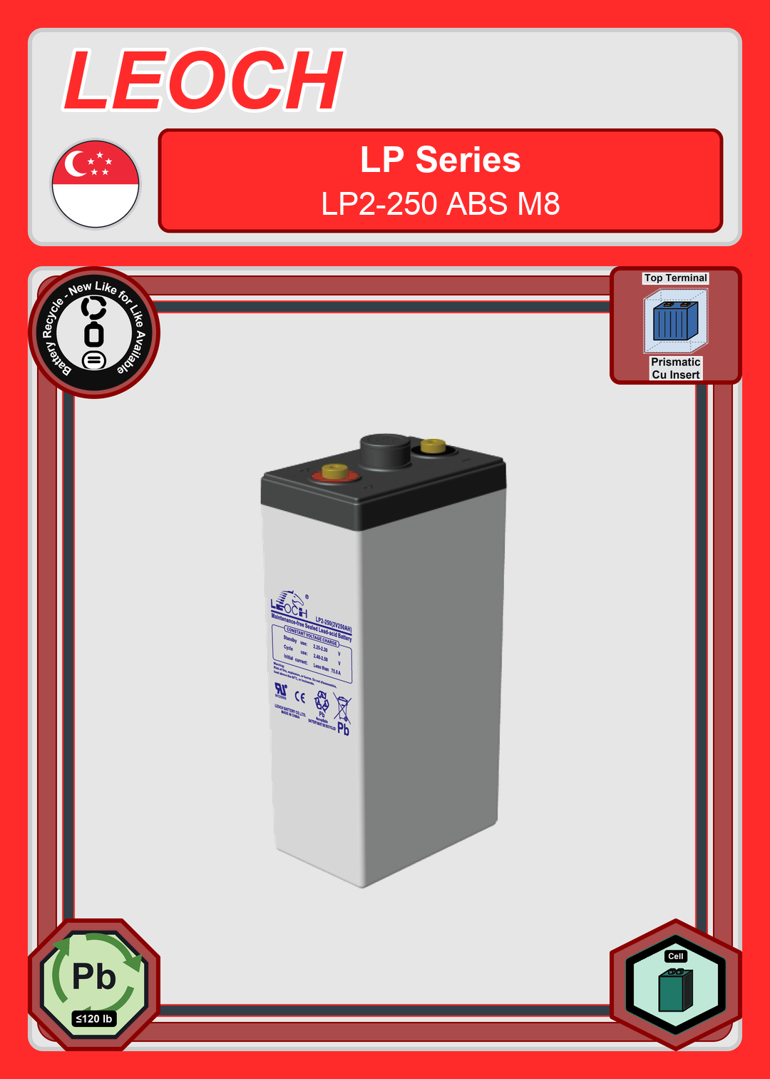 Battery Recycle Leoch Battery LP Series LP2 250 ABS M8