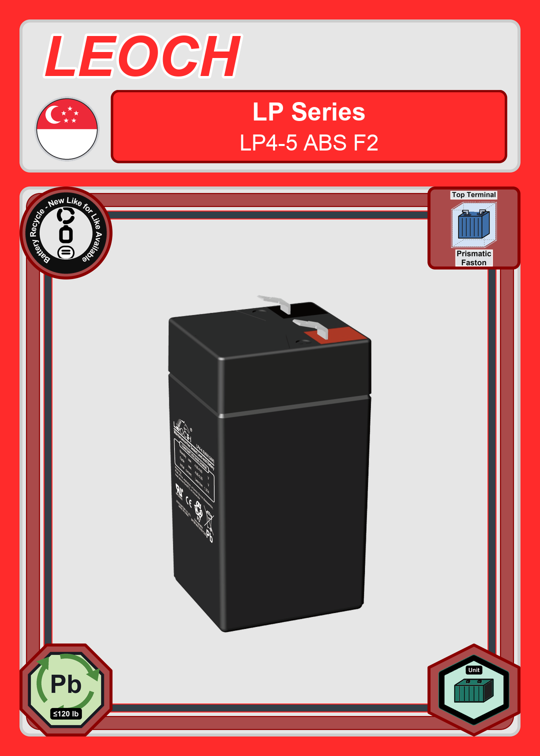 Battery Recycle Leoch Battery LP Series LP4 5 ABS F2