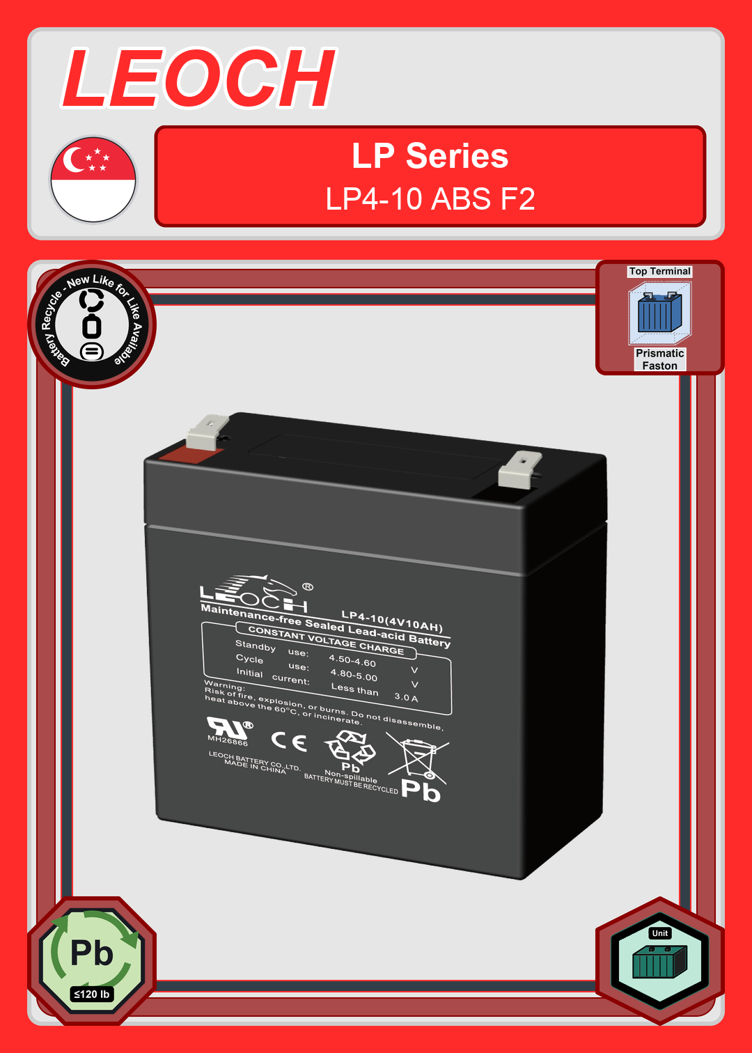 Battery Recycle Leoch Battery LP Series LP4 10 ABS F2