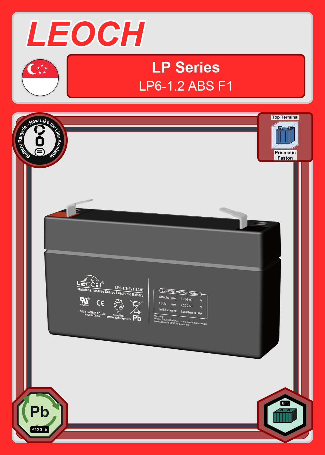 Battery Recycle Leoch Battery LP Series LP6 1 2 ABS F1