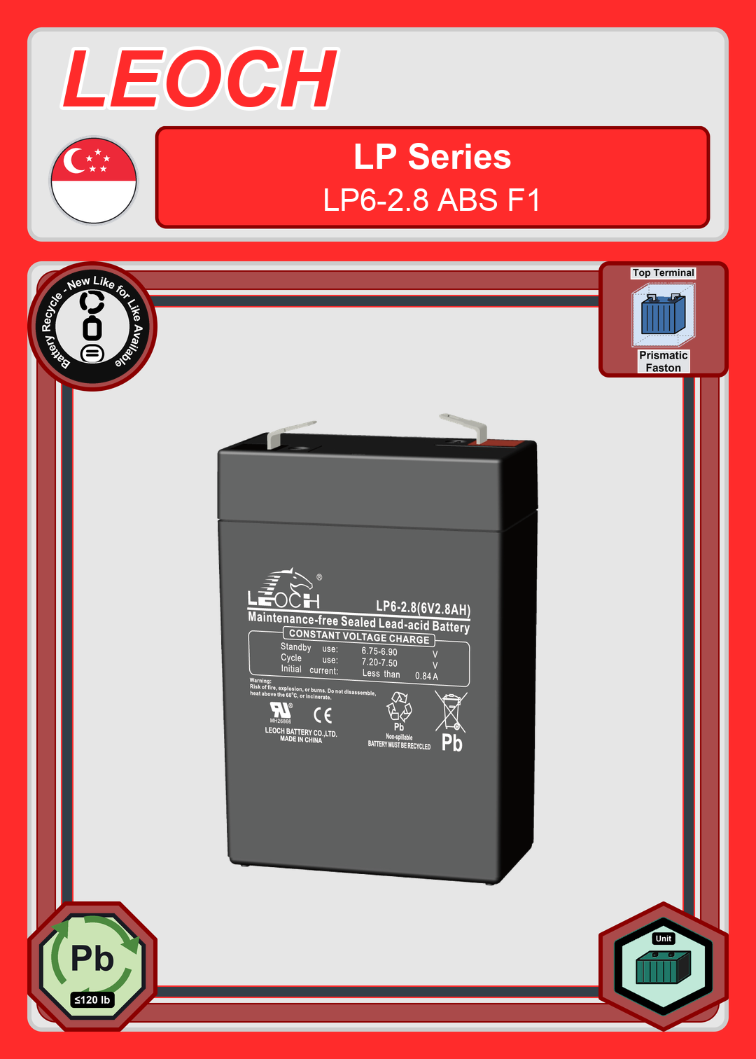 Battery Recycle Leoch Battery LP Series LP6 2 8 ABS F1