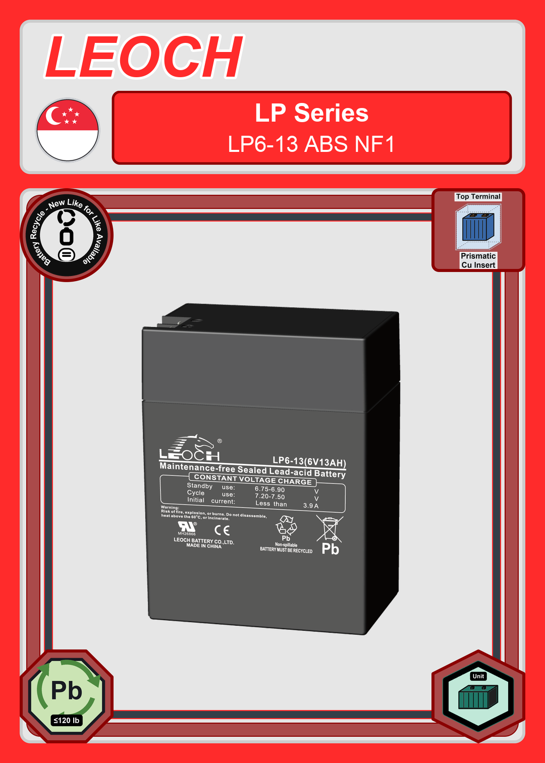 Battery Recycle Leoch Battery LP Series LP6 13 ABS NF1