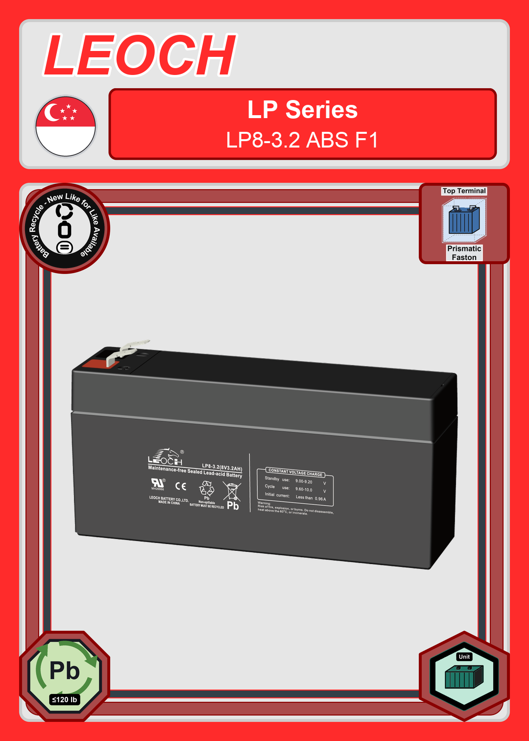 Battery Recycle Leoch Battery LP Series LP8 3 2 ABS F1