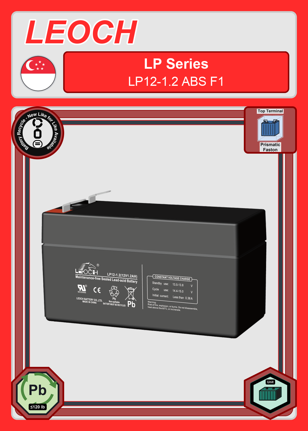 Battery Recycle Leoch Battery LP Series LP12 1 2 ABS F1
