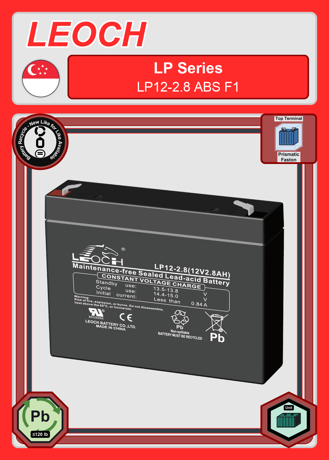 Battery Recycle Leoch Battery LP Series LP12 2 8 ABS F1