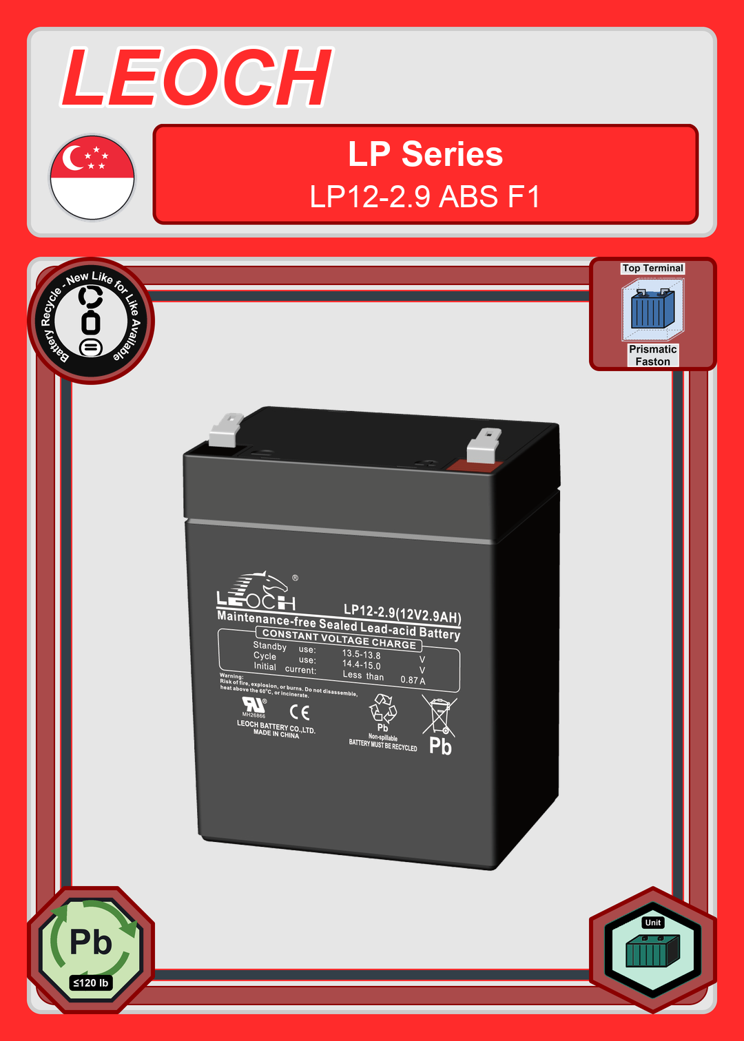 Battery Recycle Leoch Battery LP Series LP12 2 9 ABS F1
