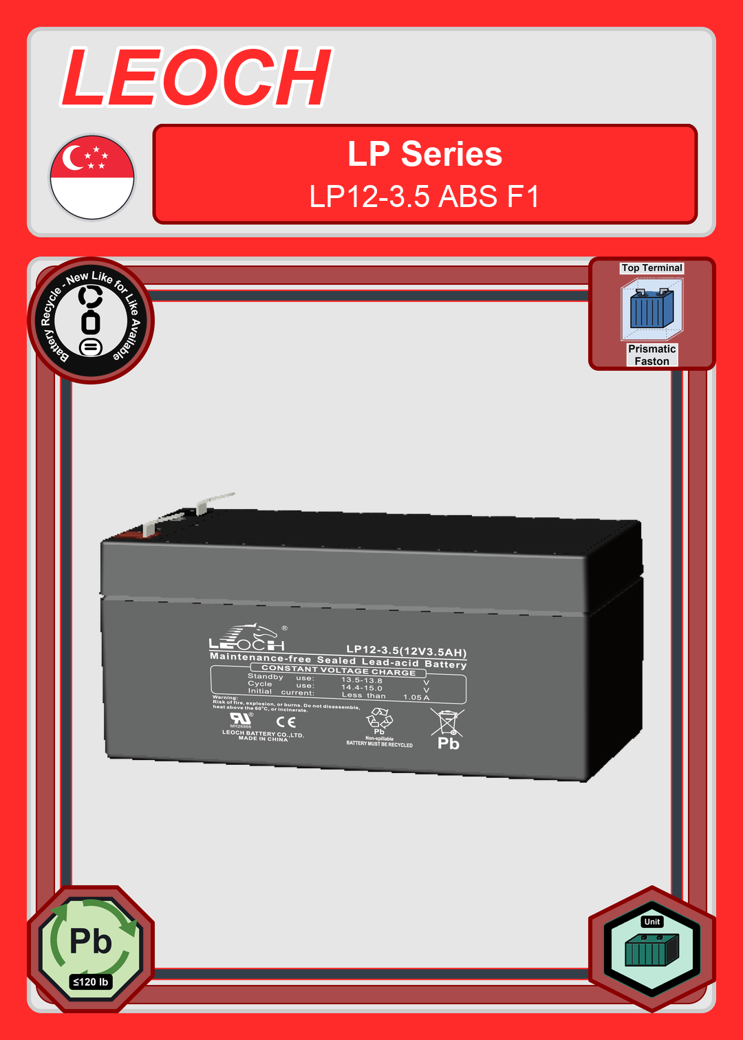 Battery Recycle Leoch Battery LP Series LP12 3 5 ABS F1