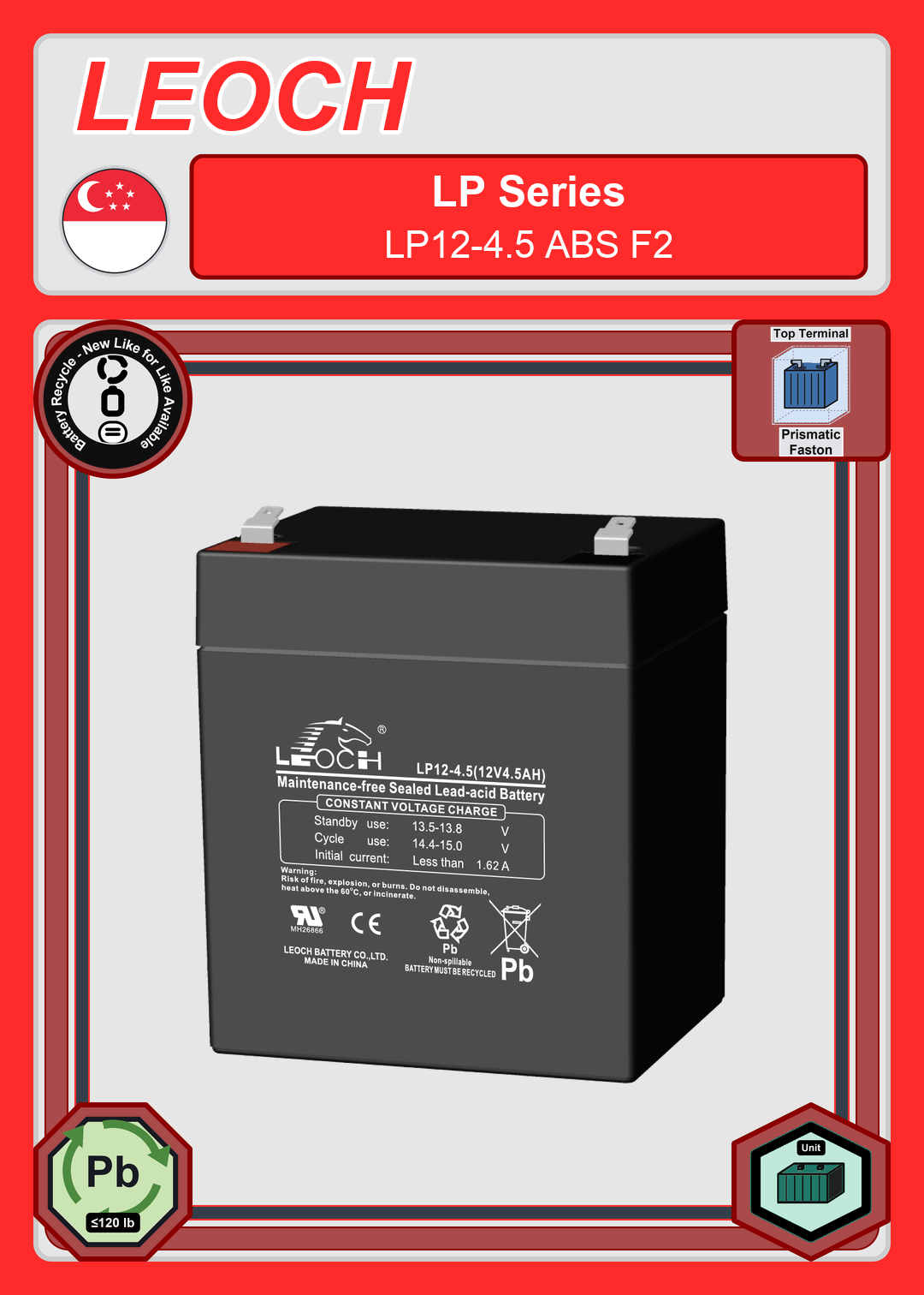 Battery Recycle Leoch Battery LP Series LP12 4 5 ABS F2