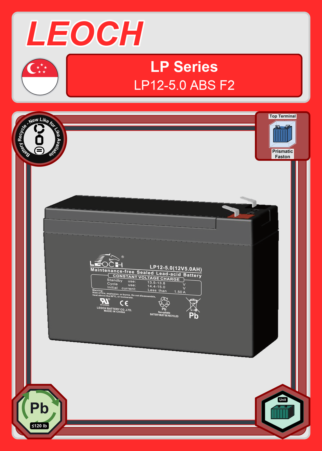 Battery Recycle Leoch Battery LP Series LP12 5 0 ABS F2