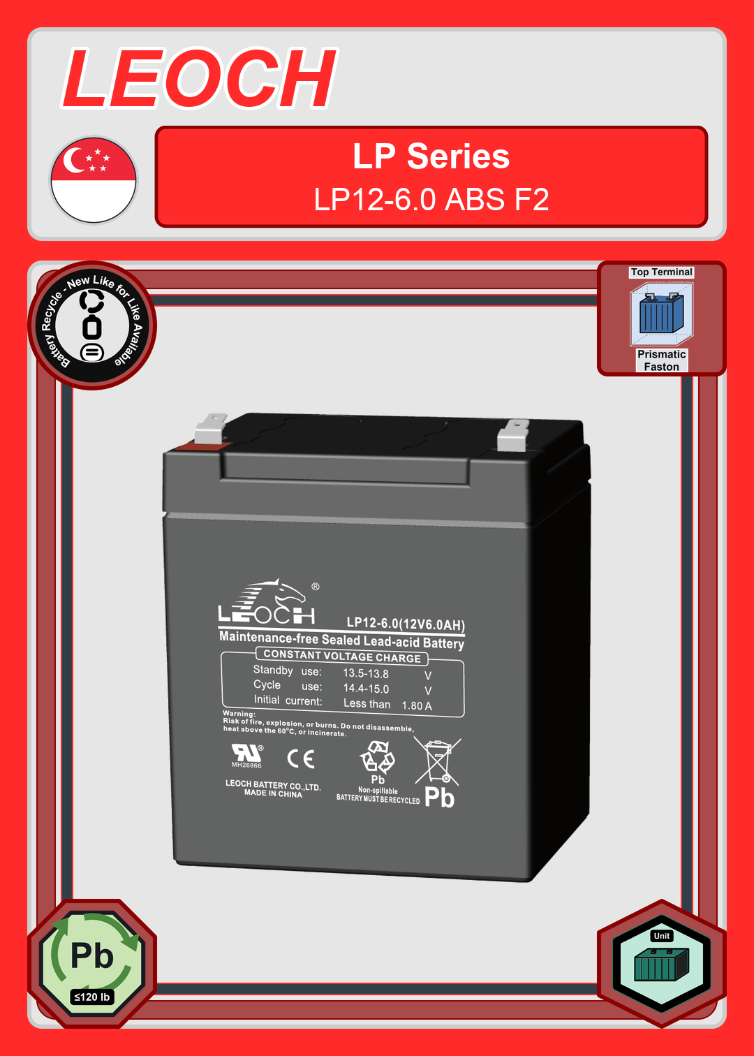 Battery Recycle Leoch Battery LP Series LP12 6 0 ABS F2