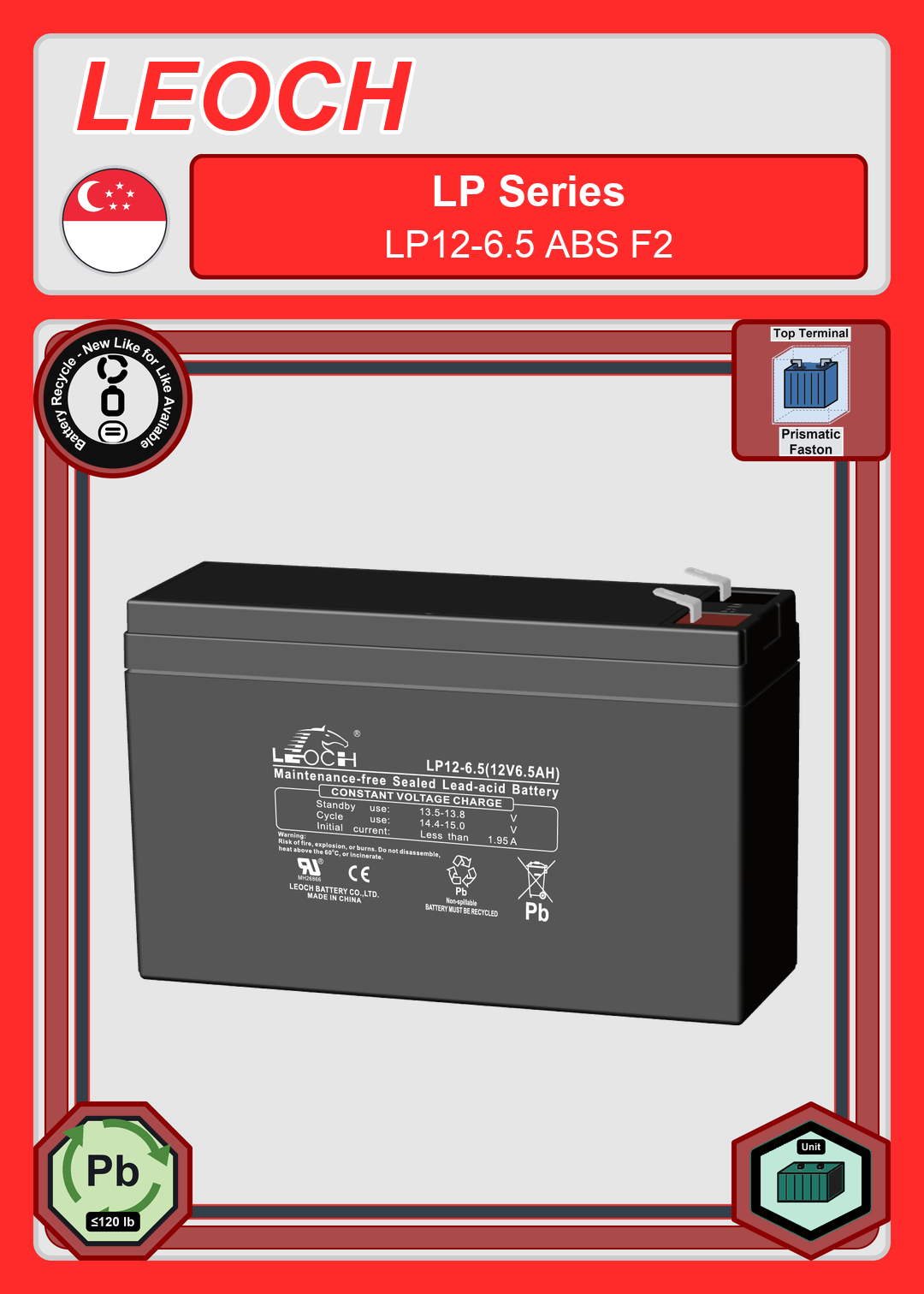 Battery Recycle Leoch Battery LP Series LP12 6 5 ABS F2