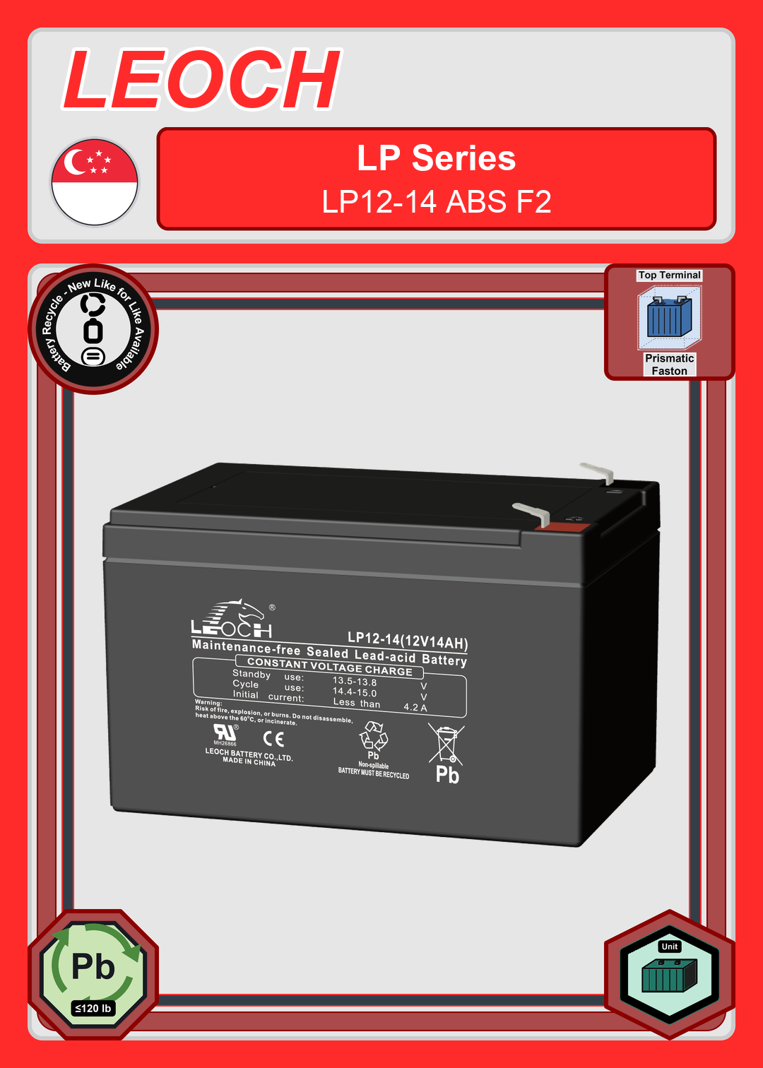 Battery Recycle Leoch Battery LP Series LP12 14 ABS F2