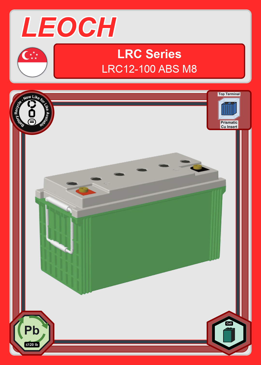 Battery Recycle Leoch Battery LRC Series LRC12 100 ABS M8