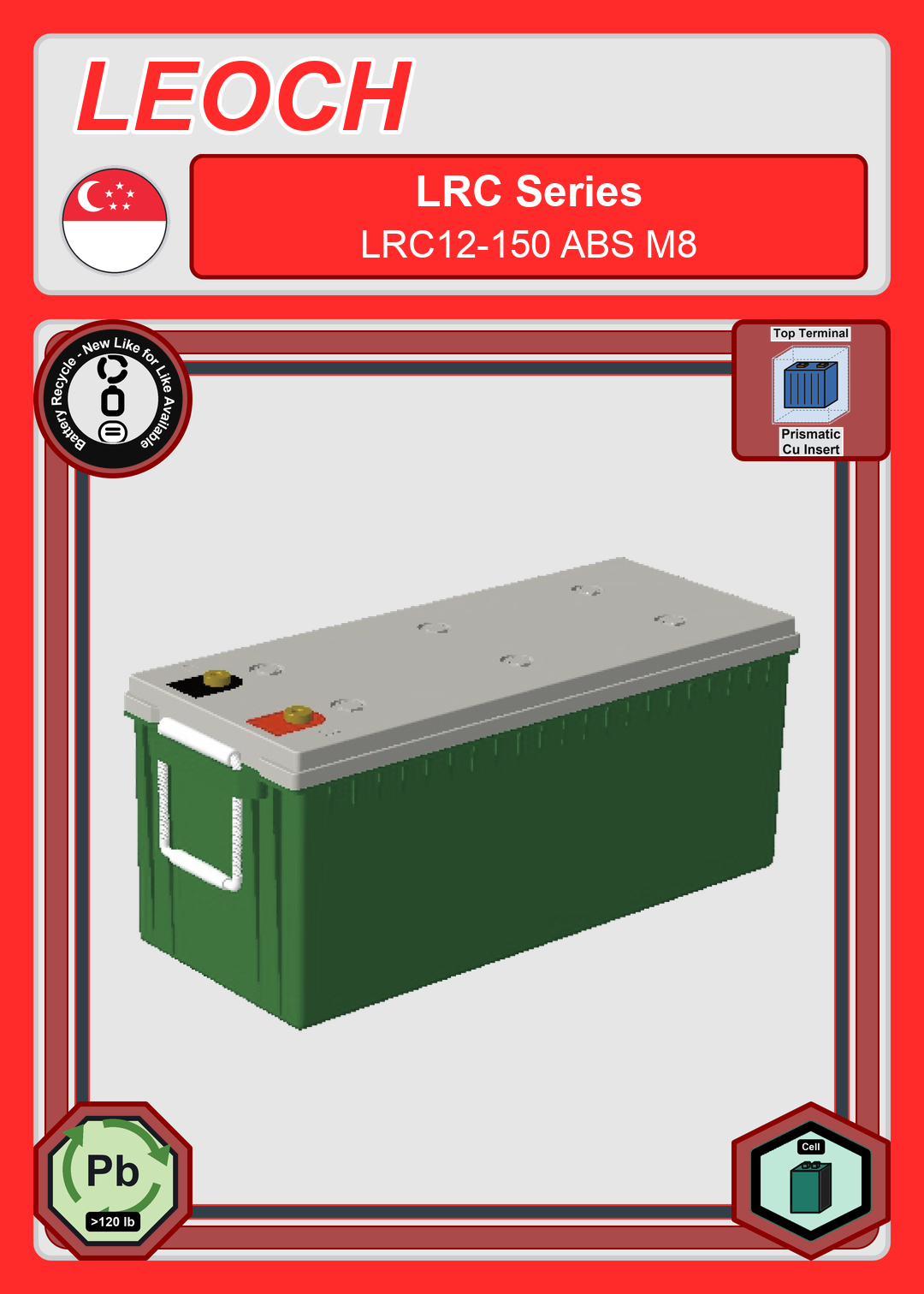 Battery Recycle Leoch Battery LRC Series LRC12 150 ABS M8