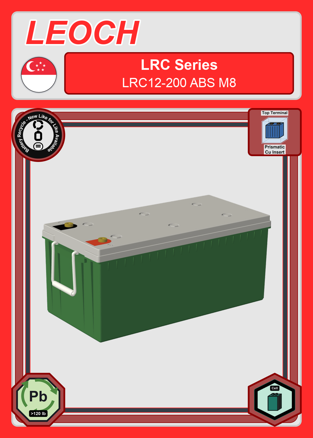 Battery Recycle Leoch Battery LRC Series LRC12 200 ABS M8