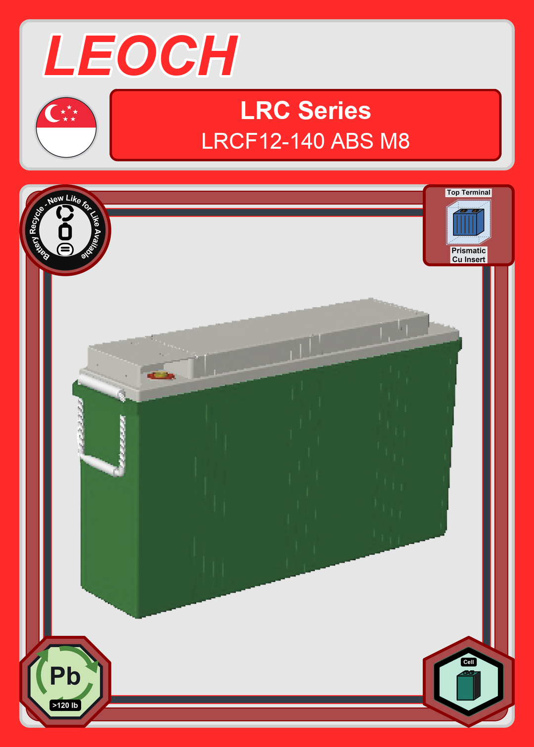 Battery Recycle Leoch Battery LRC Series LRCF12 140 ABS M8