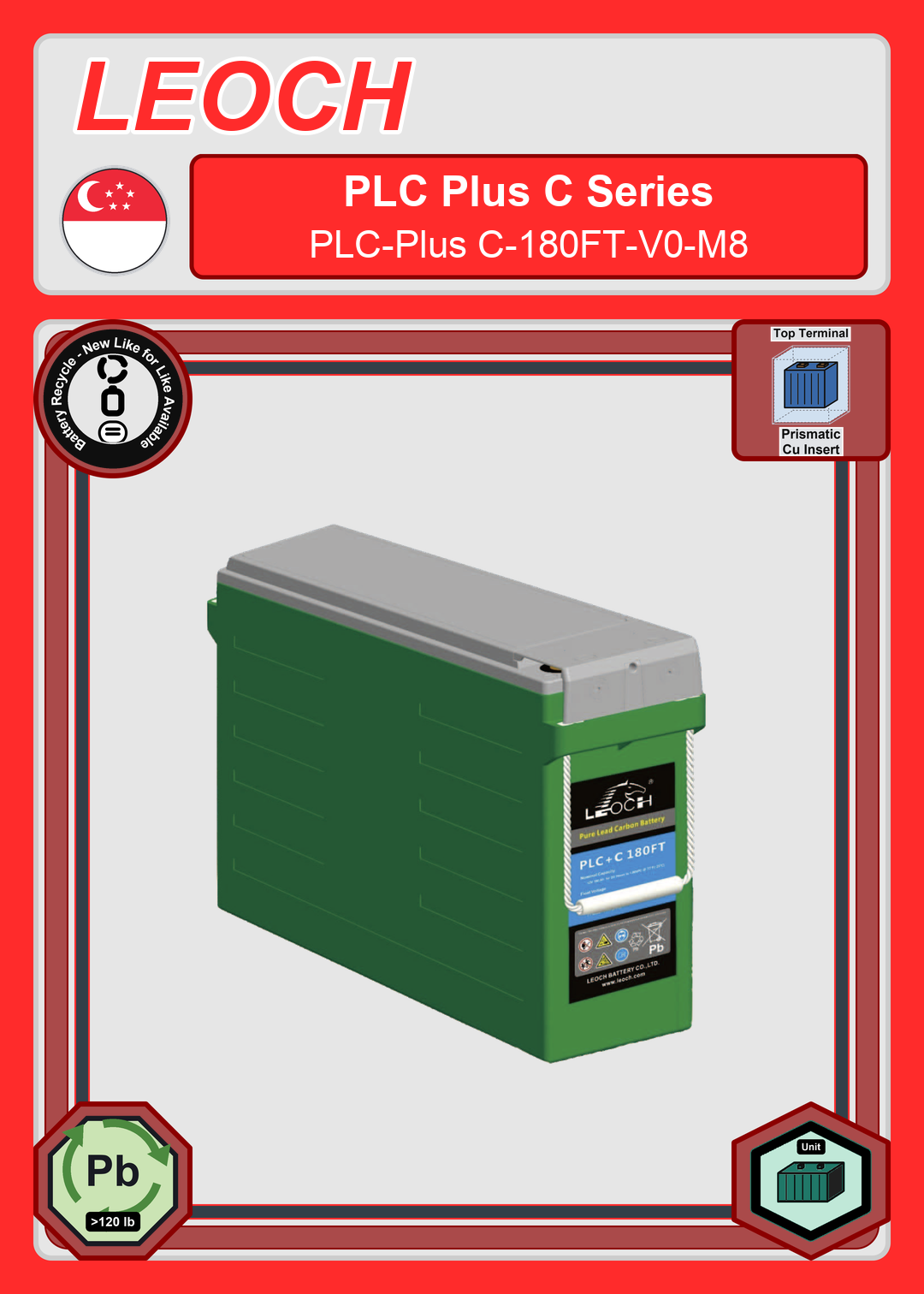 Battery Recycle Leoch Battery PLC Plus C Series PLC Plus C 180FT V0 M8