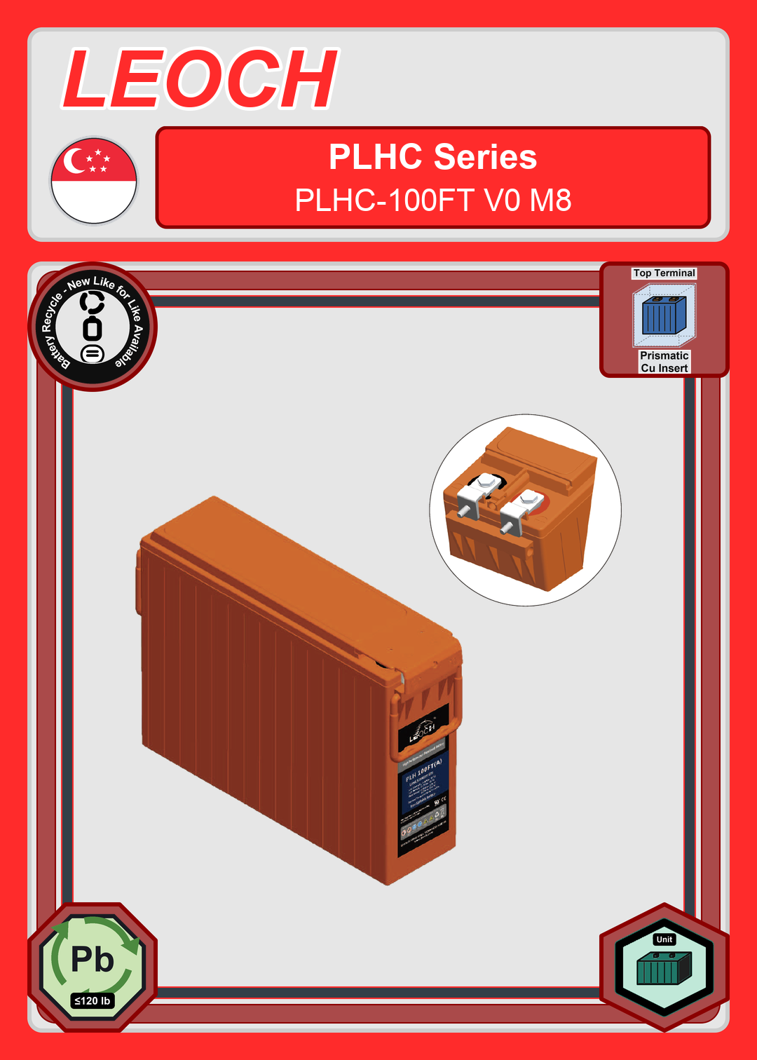 Battery Recycle Leoch Battery PLHC Series PLHC 100FT V0 M8