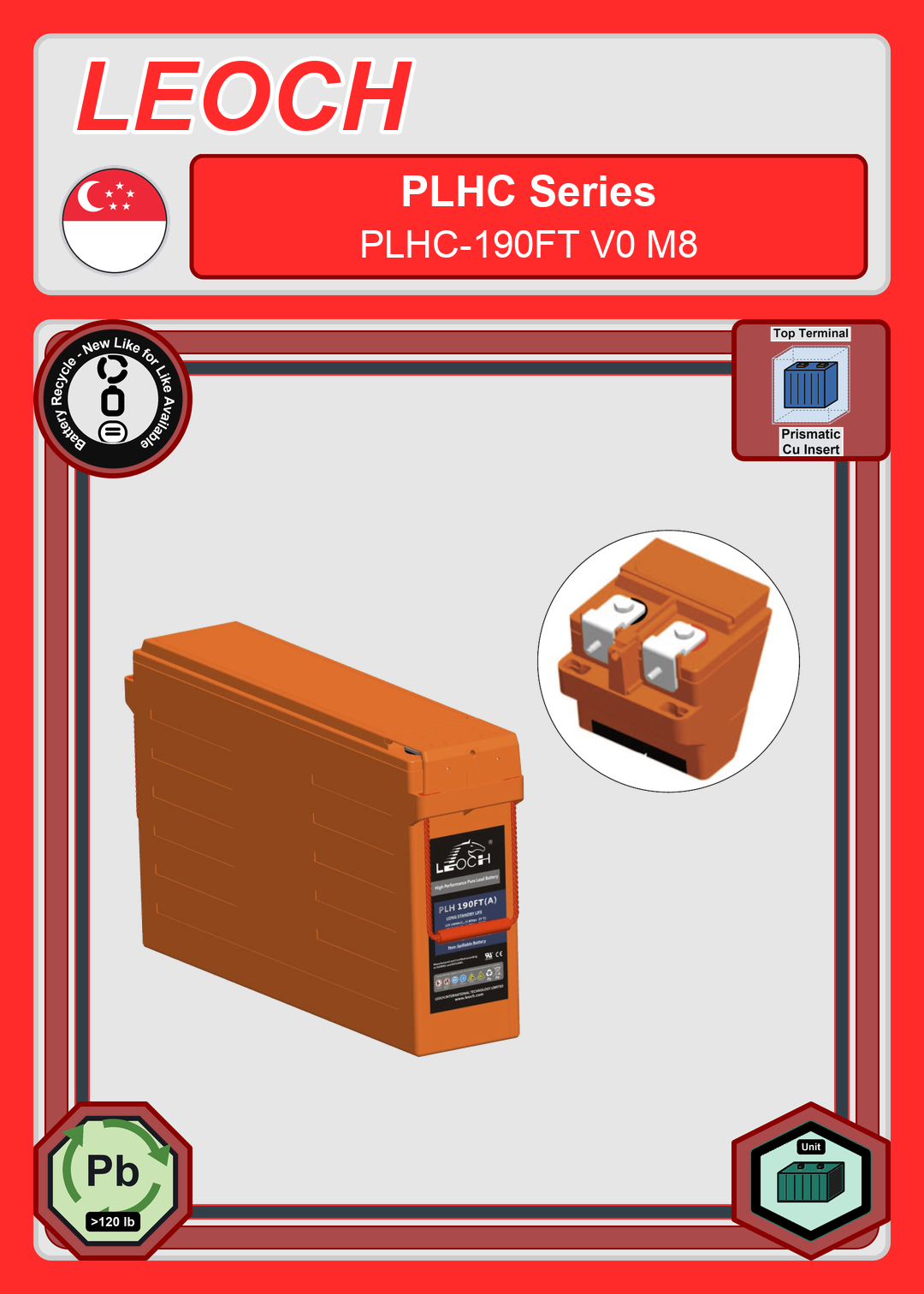 Battery Recycle Leoch Battery PLHC Series PLHC 190FT V0 M8