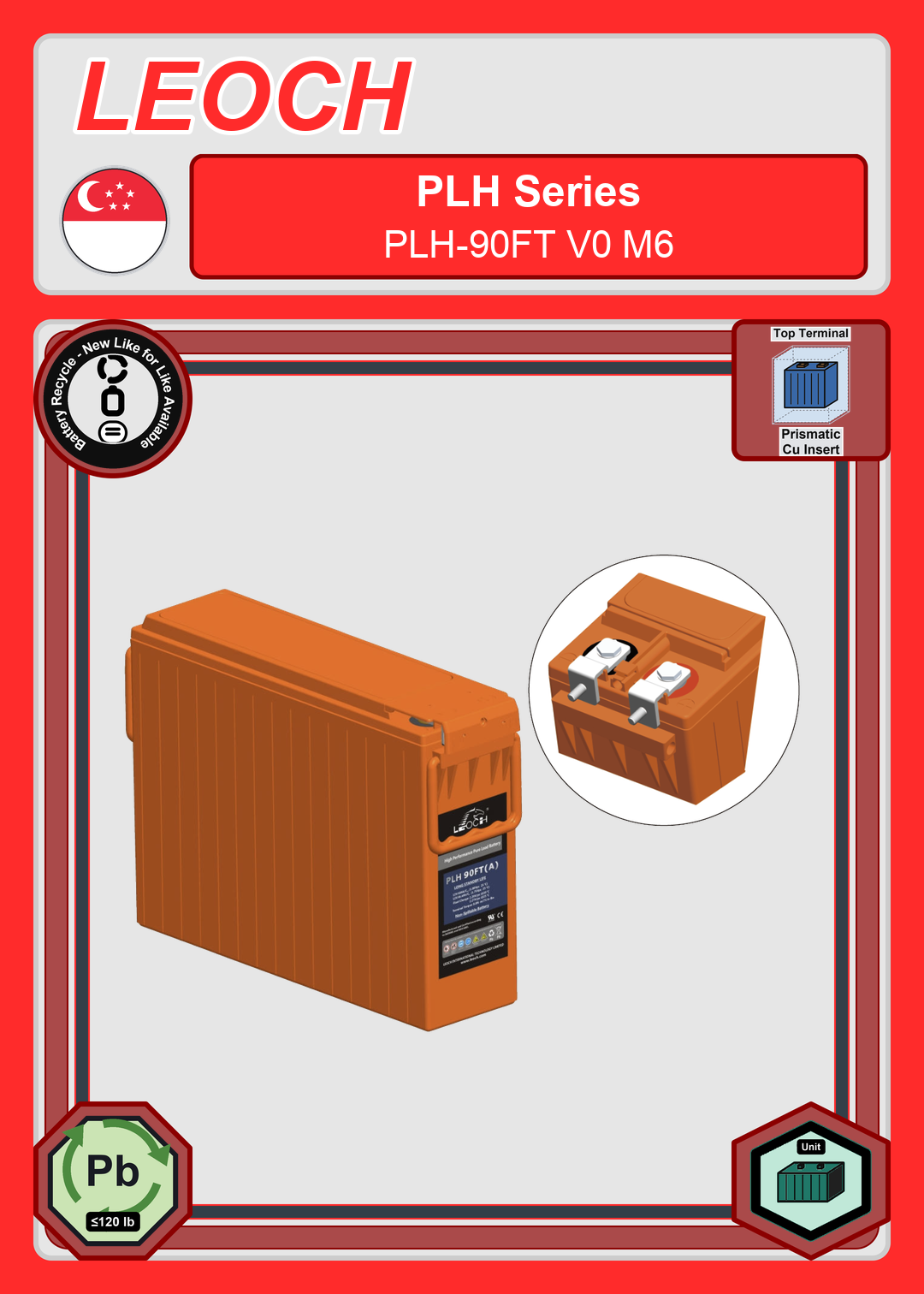 Battery Recycle Leoch Battery PLH Series PLH 90FT V0 M6