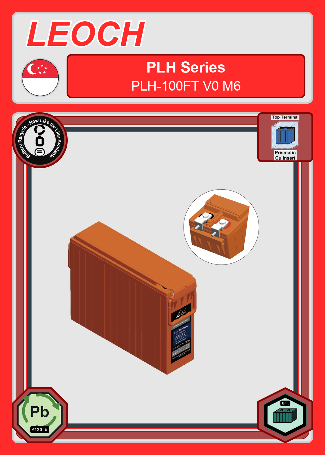 Battery Recycle Leoch Battery PLH Series PLH 100FT V0 M6