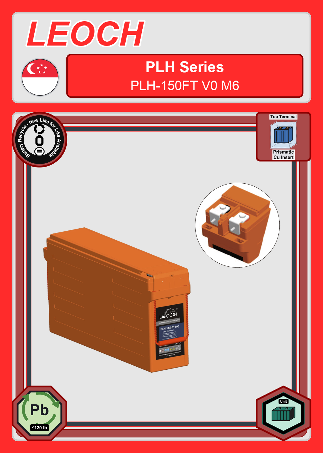 Battery Recycle Leoch Battery PLH Series PLH 150FT V0 M6
