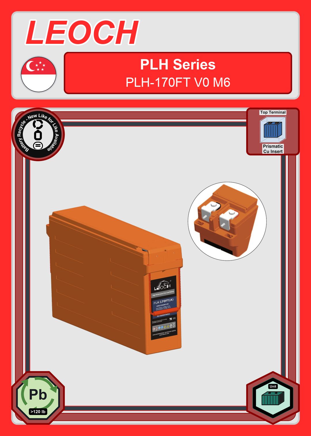 Battery Recycle Leoch Battery PLH Series PLH 170FT V0 M6