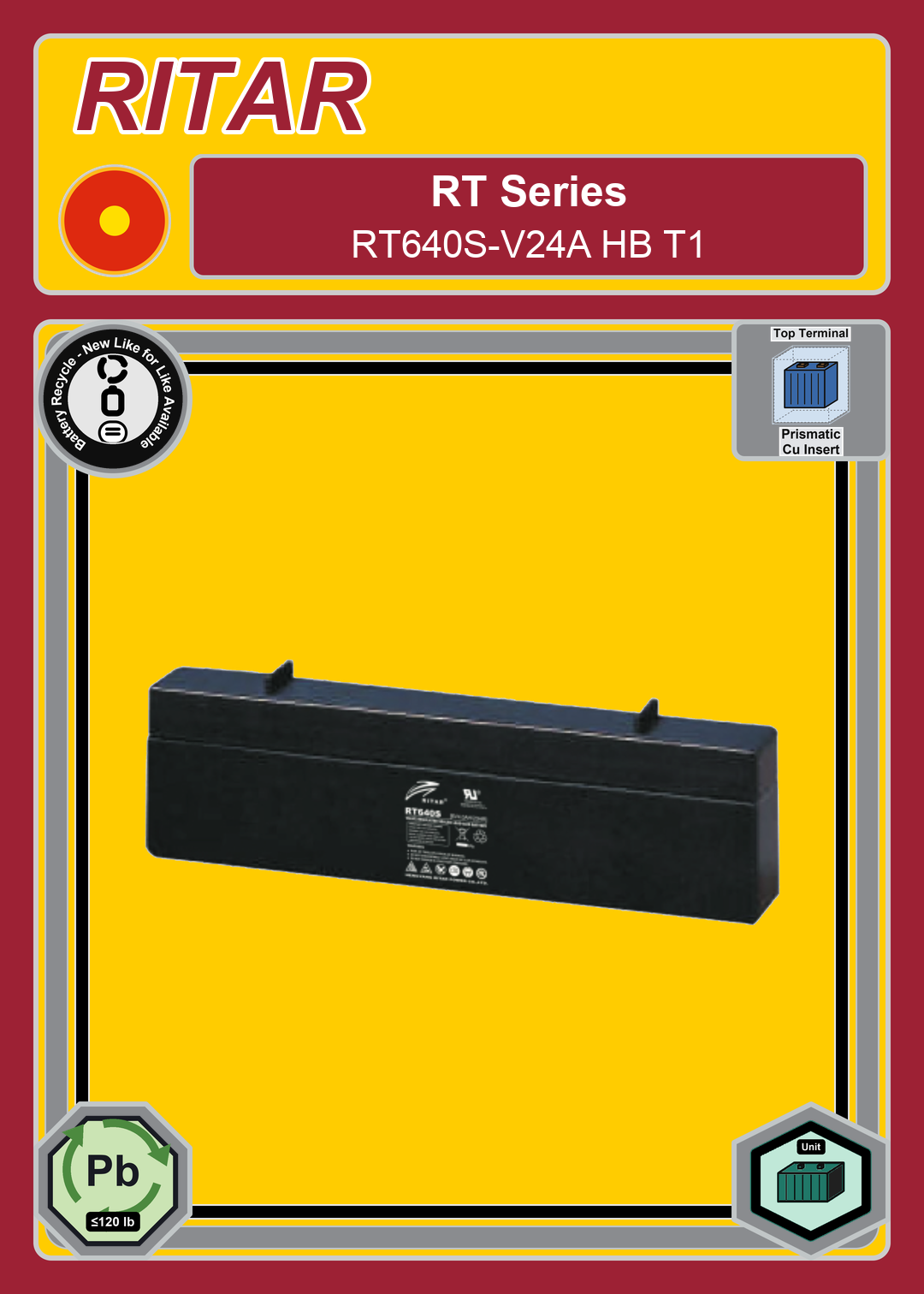 Battery Recycle Ritar RT Series RT640S V24A HB T1