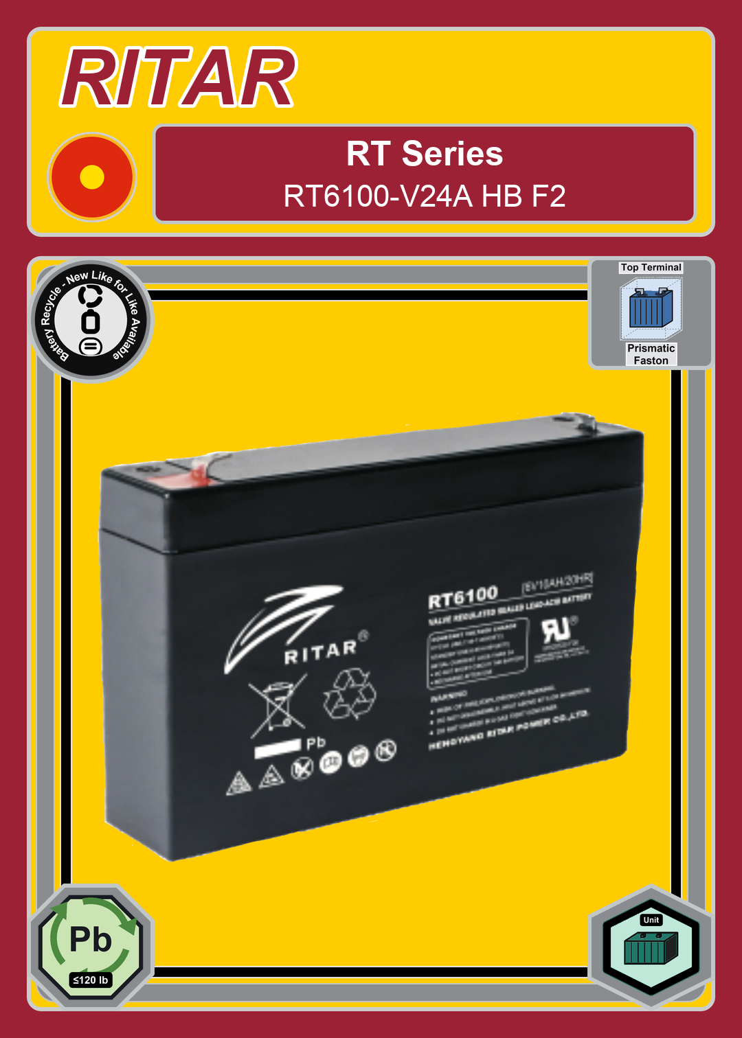Battery Recycle Ritar RT Series RT6100 V24A HB F2