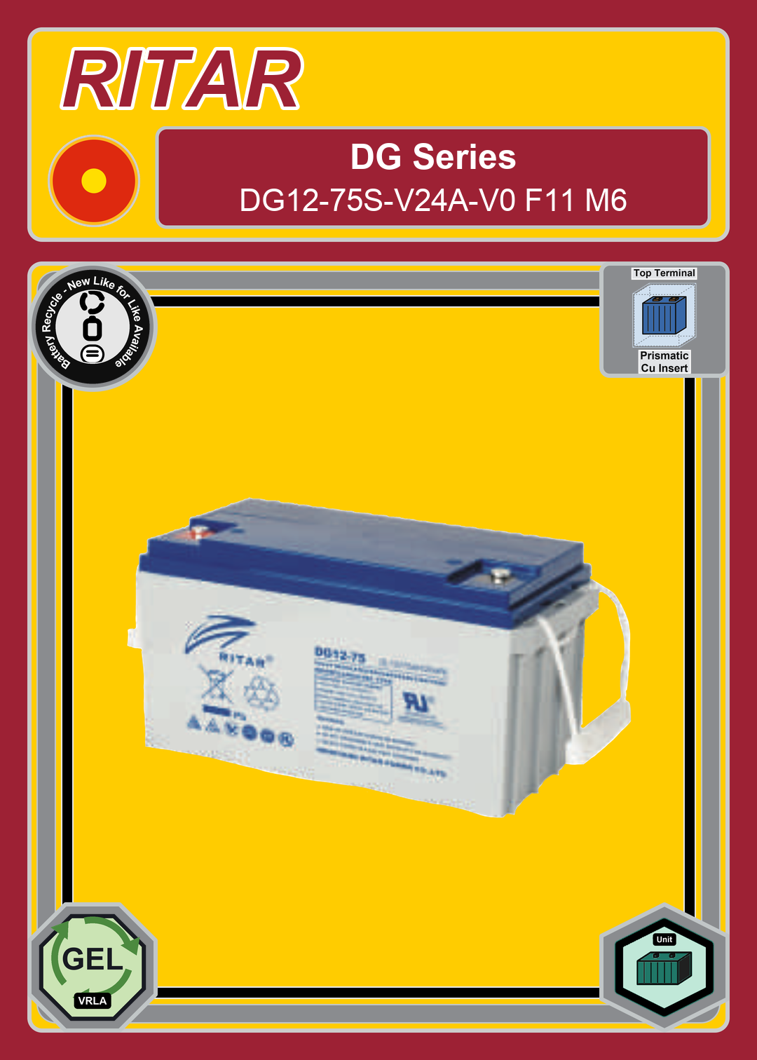 Battery Recycle Ritar DG Series DG12 75S V24A V0 F11 M6