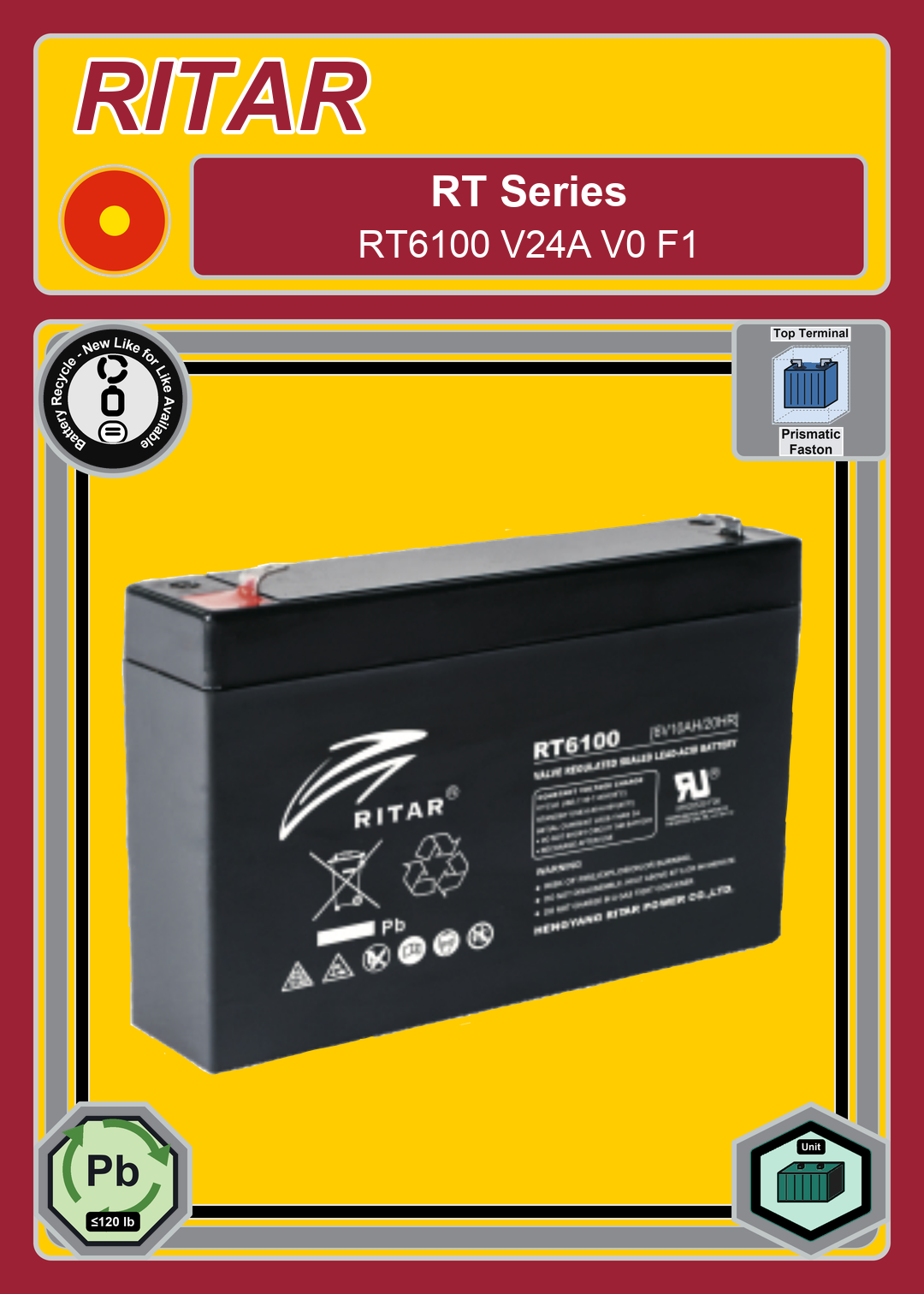 Battery Recycle Ritar RT Series RT6100 V24A V0 F1