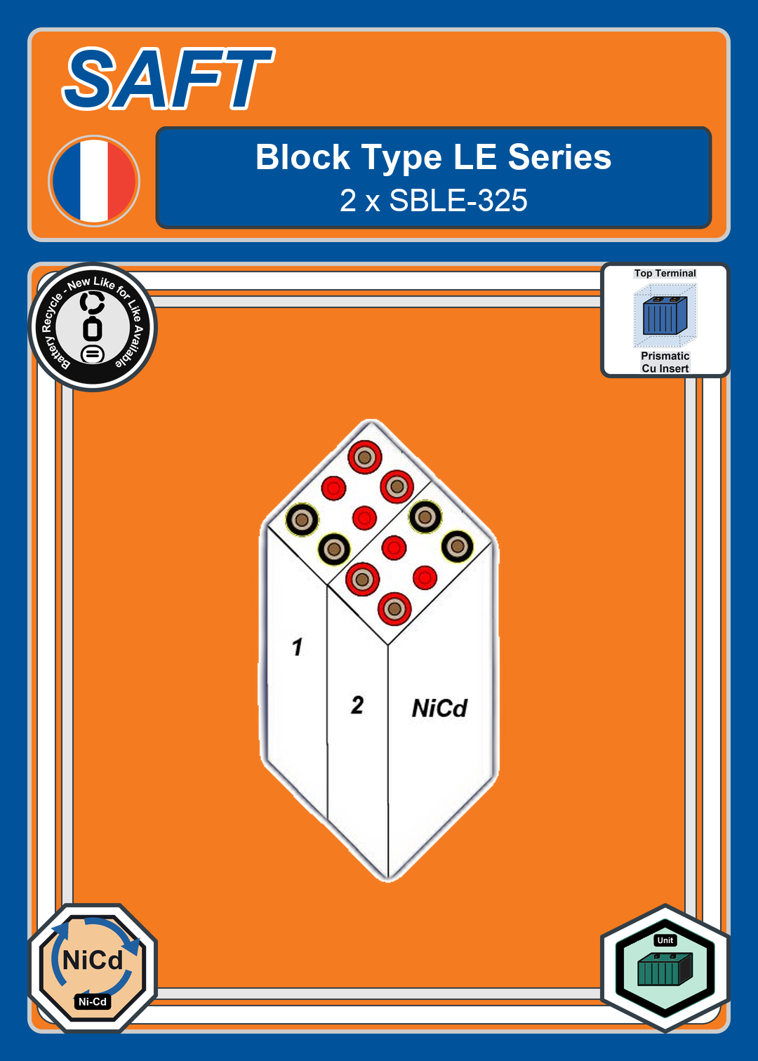 Battery Recycle SAFT Block Type LE 2 x SBLE 325