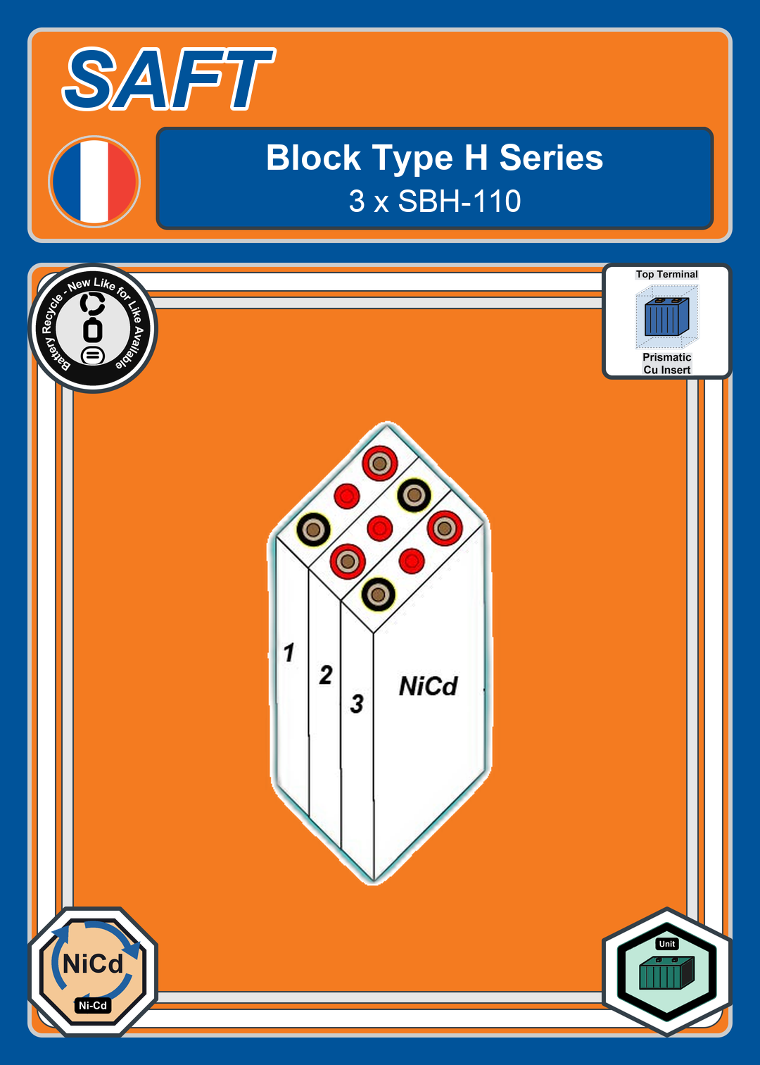 Battery Recycle SAFT Block Type H 3 x SBH 110