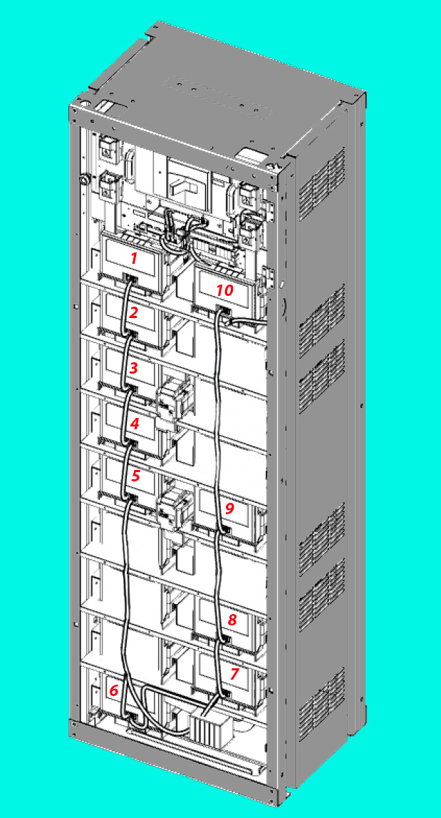 Product image for Battery Recycle Samsung RelayRack LIB UPS U6A4 20 4 KWH 10Mods 4 TypeA 6 TypeB 80cells 4 2 Lug 2Hole x 0 375dia 1inch CtC