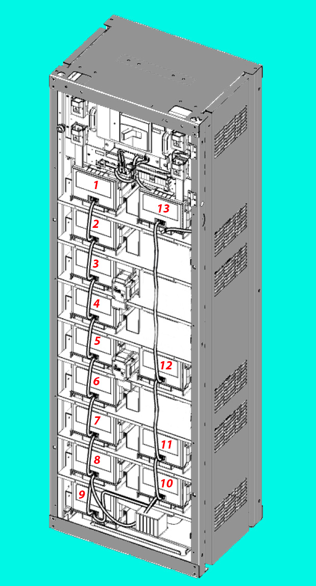 Product image for Battery Recycle Samsung RelayRack LIB UPS U6A4 26 5 KWH 13Mods 6 TypeA 7 TypeB 104cells 4 2 Lug 2Hole x 0 375dia 1inch CtC