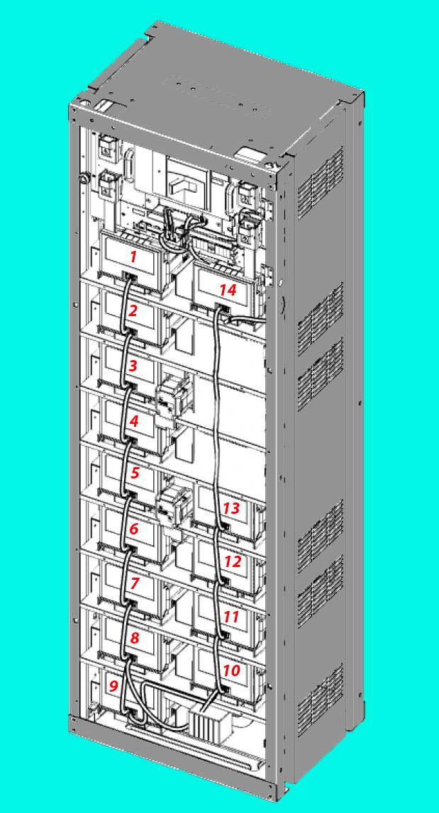 Product image for Battery Recycle Samsung RelayRack LIB UPS U6A4 28 5 KWH 14Mods 6 TypeA 8 TypeB 112cells 4 2 Lug 2Hole x 0 375dia 1inch CtC